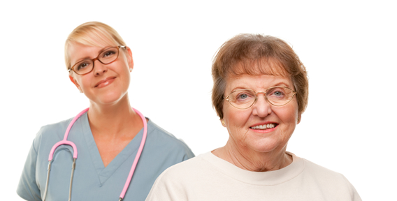 nurse and senior woman